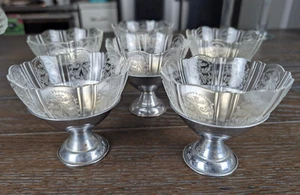 Vintage 1950er Depression Glas Parfait Sherbet Tassen Geschirr 2 Stück 6er Set 3,5" - Bild 1 von 12