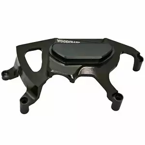 TRIUMPH 2006-2017 DAYTONA 675 WOODCRAFT CLUTCH COVER PROTECTOR - BLACK PLATE - Foto 1 di 10