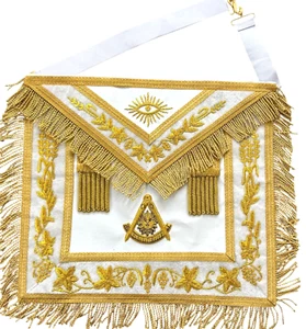 Handmade Masonic Past Master Apron with Compasses & Quadrant - Genuine Lambskin - Picture 1 of 6