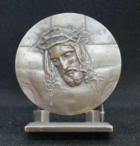 HENRI MIAULT (1881-1960) ECCE HOMO DNJC RUNDE BRONZE MEDAILLE BRIEFBESCHWERER FRANKREICH - Bild 1 von 23