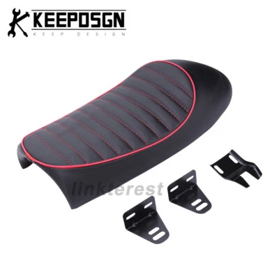 For HONDA KAWASAKI SUZUKI Motorcycle Seat Pan Black Flag Hump Custom Cafe Racer - Image 1 of 4