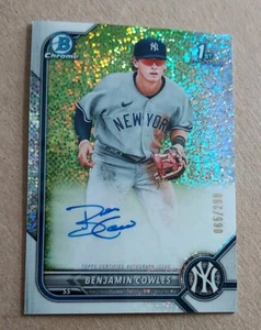 2022 Bowman 1st Chrome BENJAMIN COWLES RC Speckle Refractor #'d/299,NY Yankees - Picture 1 of 2