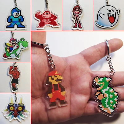 Acrylic Nintendo keychains / Mario Yoshi Link Zelda Tyson Bowser Samus NES SNES - Image 1 of 4