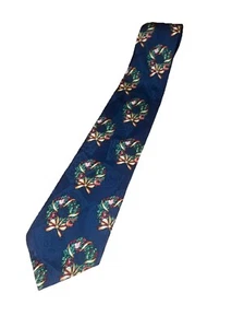VTG Tabasco Christmas Wreath Novelty Neck Tie 100% Silk - Picture 1 of 3