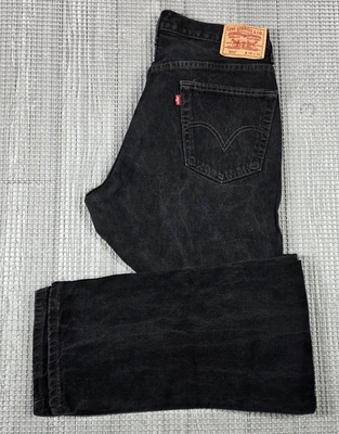 Vtg Levis 505 Fade Black Straight Leg USA Made 36x36  Jeans Long Leg 90s y2k - Image 1 of 4