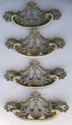 Set Of 4 Reclaimed Victorian Drawer Pulls 6" x 2-3/4" New Old Stock Salvage L285 - Image 1 of 4
