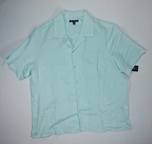 INC Para Hombre Azul Aqua Manga Corta Buttondown Mezcla de Lino XS, MD, LG, XL, XXL - Imagen 1 de 5