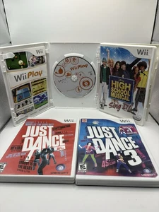 Nintendo Wii Play, Just Dance 1 y 3, High School Musical Sing It con manuales - Imagen 1 de 2