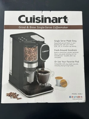 Cuisinart DGB-2 Single Serve Coffee Maker Machine Coffee Grinder 48 oz Black NEW - Image 1 of 4