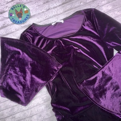 My Bump Womens Medium Purple Velvet Bell Sleeve Dress Whimsigoth Fairy Boho - Image 1 of 4