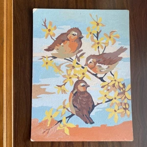 Vintage 70er Jahre "Sommergesang" Vogel Malen nach Zahlen Gemälde ungerahmte Kunst - Bild 1 von 6