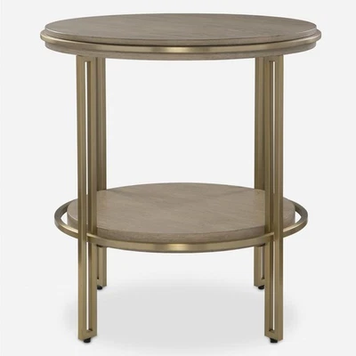 Mesa auxiliar Uttermost 25747 Elise 23 X 22 pulgadas roble claro y latón cepillado Foto 1 de 4