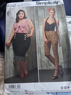 Simplicity Retro Knit Top, Pants, Rockabilly Skirt 10-18 Pinup Surfabilly  - Image 1 of 4