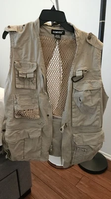 Humvee Vest Mens Large Khaki Safari Fishing Multi Pocket Mesh Lined Outdoor - Image 1 of 4