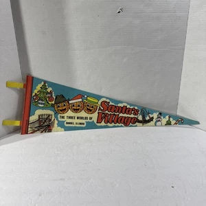 Vintage Santa's Village Dundee, Illinois Amusement Park Souvenir Felt Pennant - Picture 1 of 4