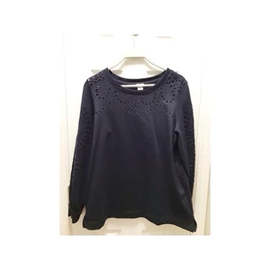 Maglia casual Chico's Zenergy blu navy manica lunga occhiello taglia 12-14 large - Foto 1 di 12