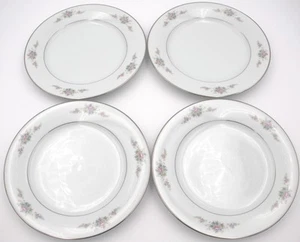 Noritake Astor Rose 6515 Dinner Plates Set of 4 – 10.5" Floral Platinum Trim - Picture 1 of 24