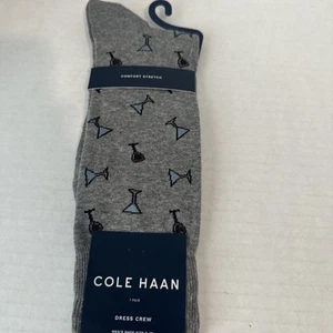 COLE HAAN Men's 1 Pair Crew Dress Socks Martini Time Sz 7-12 NWT - Picture 1 of 11