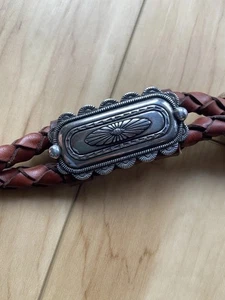 Vtg Justin 1996 Silver Concho Brown Leather Belt Size 32 Southwestern 71780 - Picture 1 of 11