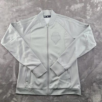 Seattle Sounders FC Jacket Mens Small Gray MLS Soccer Track Full Zip Adidas - Image 1 of 4