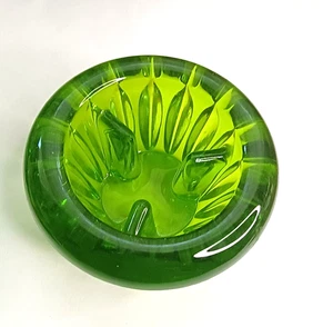 Vintage VIKING GLASS Diamond Ribbed Avocado Green Candlestick Holder ~ MCM - Picture 1 of 5