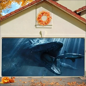 Garagentor Banner Halloween Haifisch & Fledermaus – Polyester - Bild 1 von 7