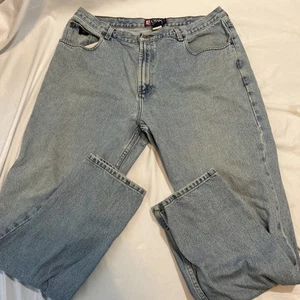 Vintage Chaps Ralph Lauren Jeans Mens 40x32 Blue Denim Sandblast Relaxed Fit - Picture 1 of 6