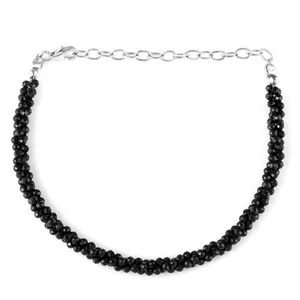 Collana e Bracciale Spinello Nero Set 3 Strati Rondelle Torte Perline Gioielli - Foto 1 di 10