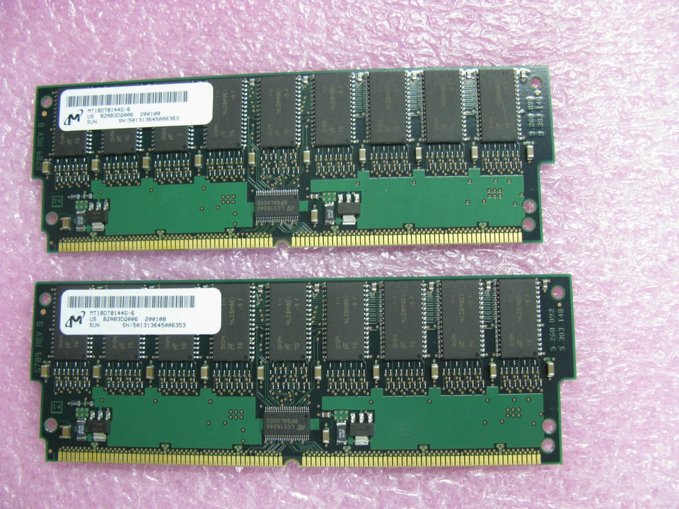 Sun X7004A 501-3136 256MB mem kit  ( 2 * 128MB ) Micron  - L2A06 - Image 1 of 2