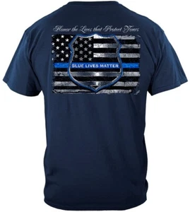 New BLUE LIVES MATTER Police T Shirt LAW ENFORCEMENT Thin Blue Line - Picture 1 of 1