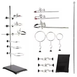 Laborständer Halterung Laborklemme Kolben Kondensatorklemme Labor Metallwaren Set 60cm - Bild 1 von 9