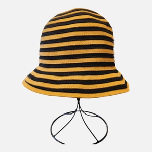 San Francisco Hat Felt Cloche Hat in Black & Tan Stripe Women's One Size - Picture 1 of 5