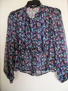 Rue 21 Blusa Manga Larga Transparente Mujer Talla XS Floral Botones Camisa Top - Imagen 1 de 3