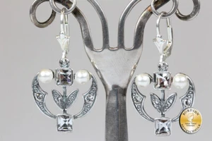 Orecchino In Argento Sterling, Perline, Strass - Foto 1 di 6