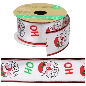 Crafter's Square 1.5" x 3 yds Christmas Wire-Edge Ribbon - Santa - R033 - Picture 1 of 1