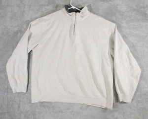 Croft Barrow Pullover Men's Large Tall Long Sleeve 1/4 Zip Beige Sweatshirt - Picture 1 of 12