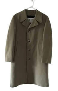 London Fog Men's Light Green Trench Coat 38R Removable Lining Button Down - Picture 1 of 8