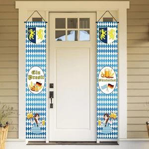 2 Stück Oktoberfest Deko Banner, Bayern Blau Weiße Wiesn Dekoration, 180 * 30cm - Bild 1 von 7