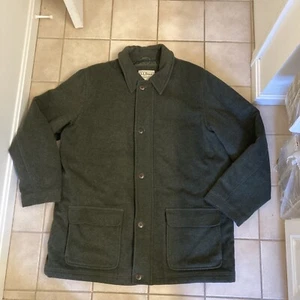 L.L. BEAN 80% Wool Coat Jacket Insulated Green Hunting Quilted Men XXL OFKH4 - Picture 1 of 24