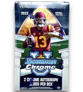 2023 Bowman Chrome U Football Factory Sealed Hobby Box 2 Autos