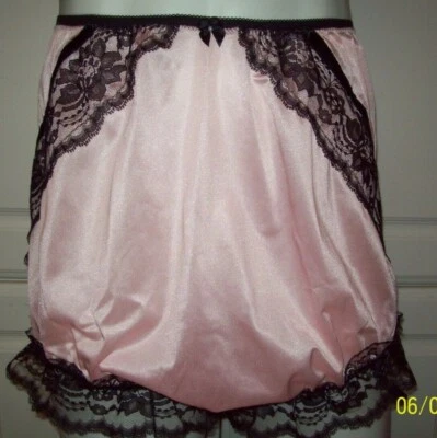 G1N sin etiquetas ROSA NEGRO Nylon Tricot Bloomer SISSY BRAGAS Hombres Mujeres 3044 Foto 1 de 3
