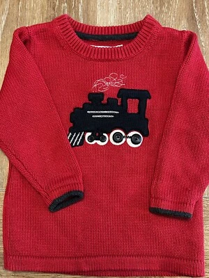 Oshkosh B’Gosh Niños Talla 24 Mo Rojo Tren Suéter Mangas Largas 3D Tren Botones Foto 1 de 4