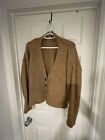 Stradivarius Chunky Cable Knit Biscoff Brown Beige Button Up Sweater Medium