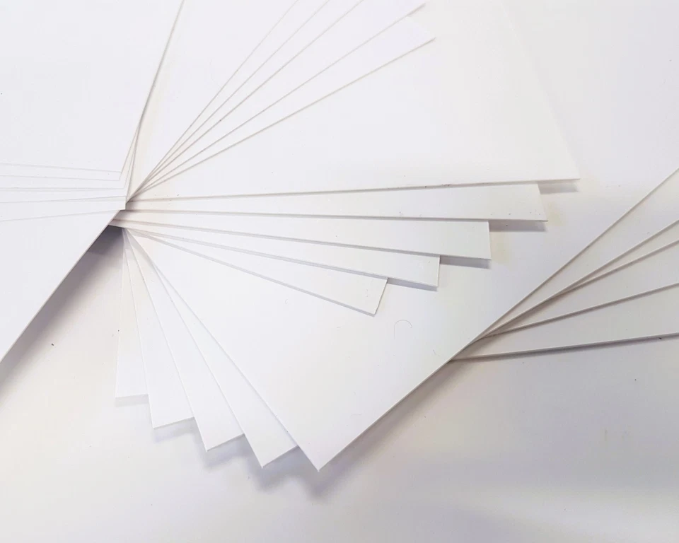 White Polystyrene Sheet 5 Pack Matt Finish Plasticard HIPS 0.25 0.50, 0.75 & 1mm - Image 1 of 4