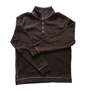 Weatherproof Thermal Knit Shirt Men's L Brown Long Sleeve 1/4 Button Stretch Top - Picture 1 of 9