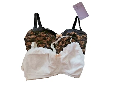 M&S UK34E White & Black Mix Wire Free Full Cup Maternity Nursing Bras 2 Part Set - Image 1 of 4