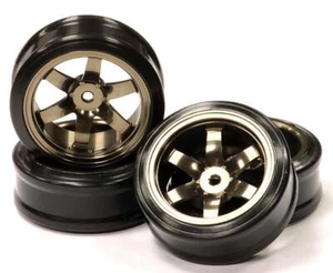 Billet Machined Alloy 6 Spoke Wheel +3 Offset + Drift H-Tire (4) Set (O.D.=64mm) - Picture 1 of 1