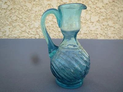 ancien flacon bleu verre soufflé qajar XIXe Turquie Iran Perse extrême Orient 2 - Photo 1/4
