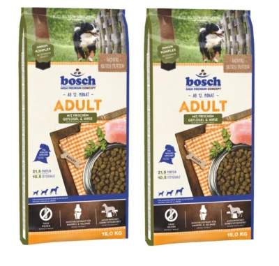Bosch Adult Hundefutter Trockenfutter mit frischem Geflügel und Hirse 2x15kg - Bild 1 von 4