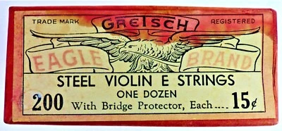 GRETSCH Steel Violin E Strings, Silver Plated With Bridge Protection No. 200 NOS - Image 1 of 4